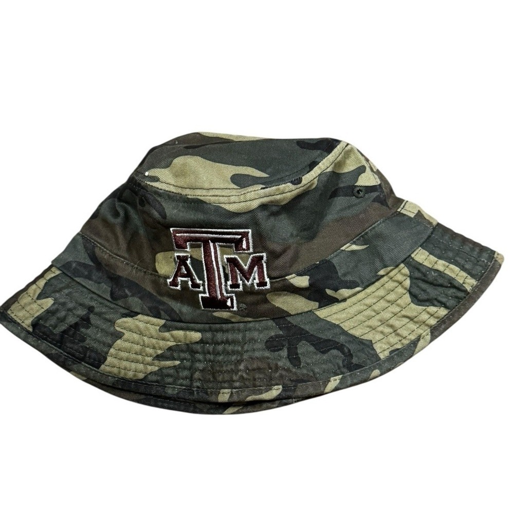 Texas A&M Aggies Camo Bucket Hat Embroidered‎ Logo One Size NCAA